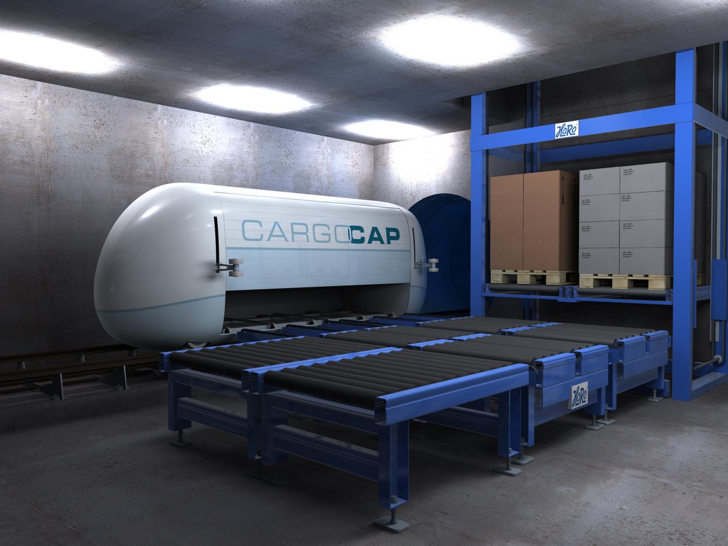CargoCap Anlieferung an einer Station mittels Vertialförderer