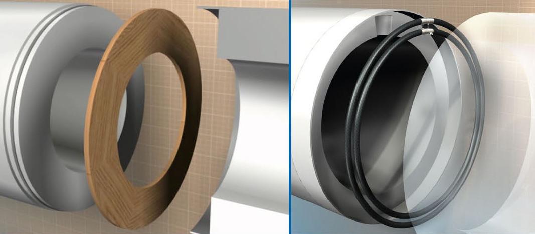 Bild: Die konventionelle Holzfuge (links) und die moderne hydraulische Fuge (rechts) Die konventionelle Holzfuge (links) und die moderne hydraulische Fuge (rechts)
