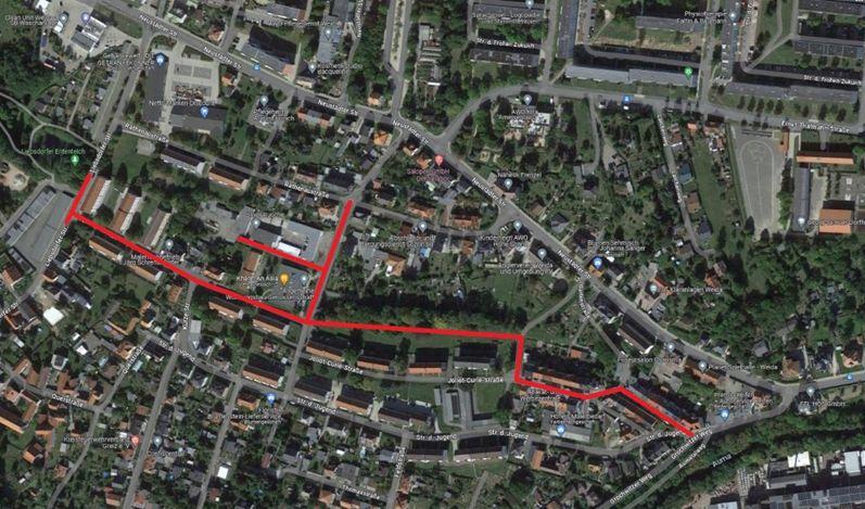 Trassenverlauf Vorzugsvariante, Quelle: Google Maps